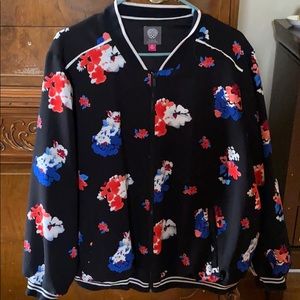 Vince Camuto floral print black jacket size 2x